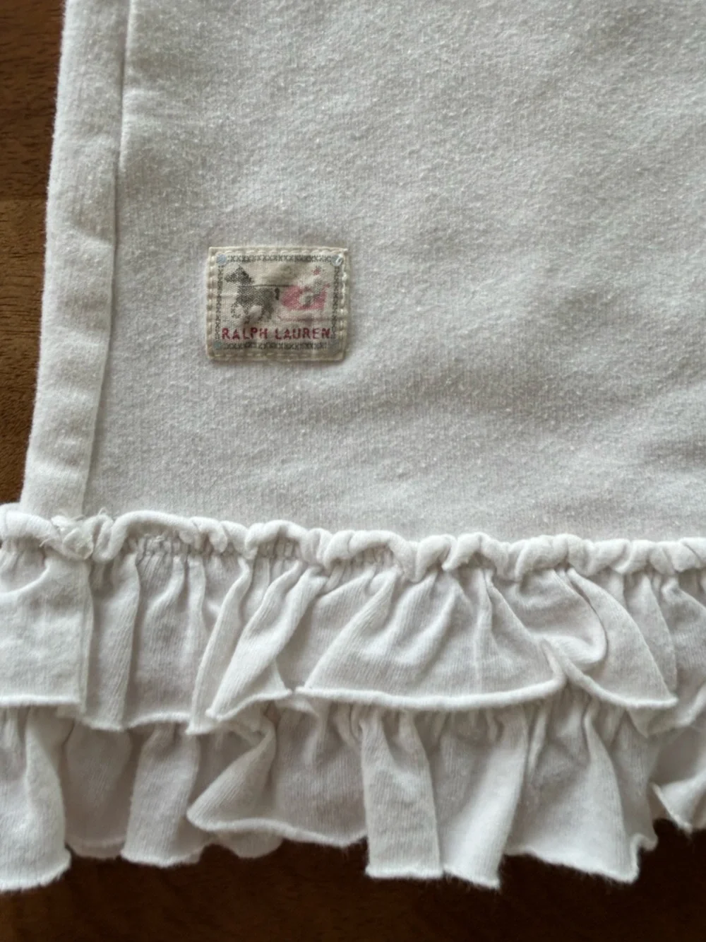 Ralph Lauren - Girls Cream Ruffle-Hem Pullover Top w/ Fleece Lining - 24 mo.